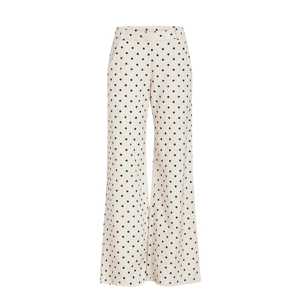 Amanda Uprichard Polka Dot Linen Blend Wide Leg Pants Cream Black Size S - Picture 10 of 11